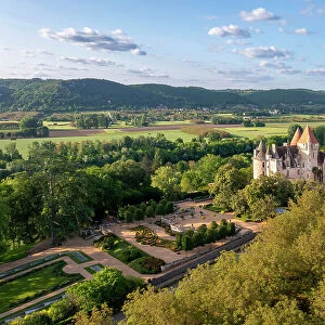 France, Nouvelle-Aquitaine, Dordogne, Perigord, Castelnaud-la-Chapelle, an aerial view of the Ch√teau des Milandes