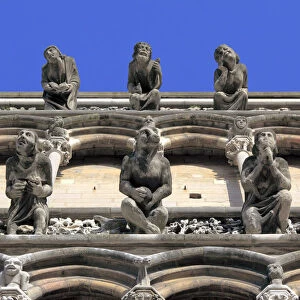 Gargoyles on facade of cathedral Notre Dame, Dijon, Ca'te-d Or departement, Burgundy