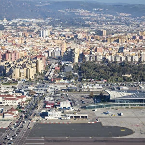 Gibraltar, View of Gibraltar airport and Gibraltar and Spain border