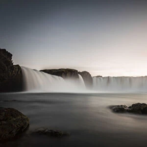 Godafoss, Myvatn, Iceland. the waterfall of the Gods at sunset, peaceful scene