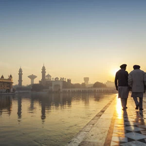 India, Punjab, Amritsar, the Golden Temple - the holiest shrine of Sikhism at sunrise