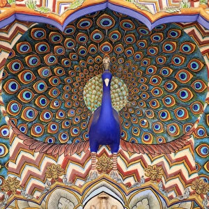 India, Rajasthan, Jaipur, City Palace, Peacock Gate