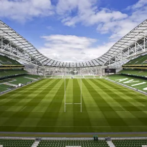 Ireland, Dublin, Lansdowne Road Football stadium, interior panoramic view looking from the south end of