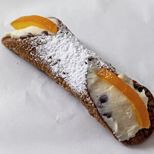 Italy, Sicily, cannoli, an Italian pastry with a creamy filling made from ricotta