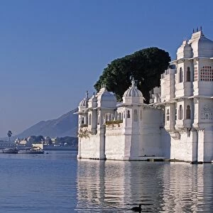 The Lake Palace Hotel appears to float on Lake Pichola