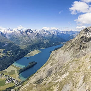 Lej da la Tscheppa while on the left Lake of Sils, Engadin, Canton of Graubunden