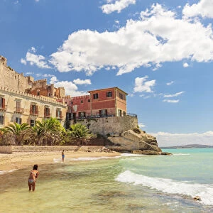 Licata, Sicily. People enjoying the seaside at Falconara castle