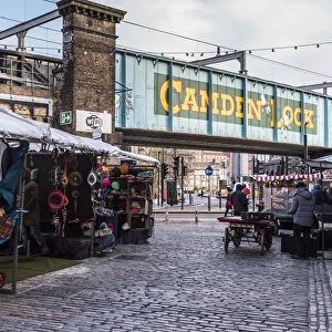 London, Camden Market and the Camden Lock logo