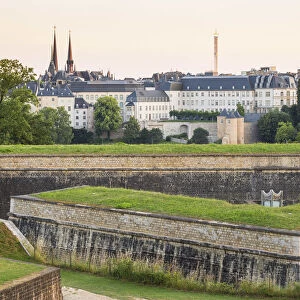 Luxembourg, Luxembourg City, Kirchberg Plateau with Ramparts and Three Towers Gate
