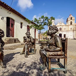 Martha Jimenez Perez Sculptures and Nuestra Senora del Carmen Church, Plaza del Carmen
