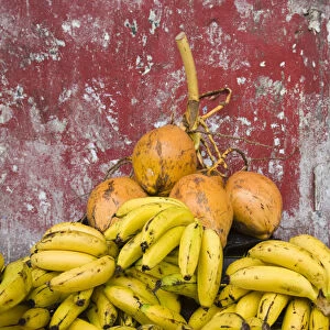 Mauritius, Port Louis, Central Market, coconuts and bananas