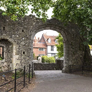 Medieval city wall archway in Westgate Gardens, Canterbury, Kent, England