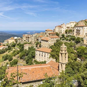 Medieval village of Lama on hilltop, Balagne region, Haute-Corse department, Corsica