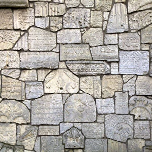 Memorial Wall Constructed from Old Jewish Gravestones, Remuh Synagogue Cemetery, Kazimierz