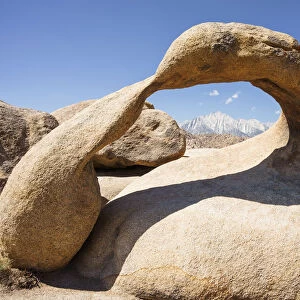 Mobius Arch and Mount Whitney, Alabama Hills, Lone Pine, Inyo County, California, USA