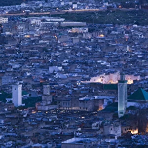 Morocco, Fes, Fes El-Bali (Old Fes), Evening View from the Merenid Tombs
