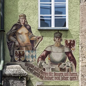 Mural paintings on the facade of a building in the old town, Innsbruck, Tyrol, Austria