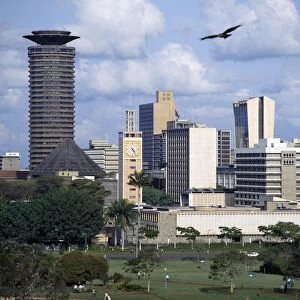 The Nairobi city skyline with Kenyas Parliament