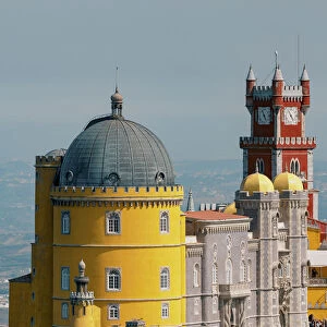 Palacio nacional da Pena, Sintra, Lisbon, Portugal. View from the gardens above