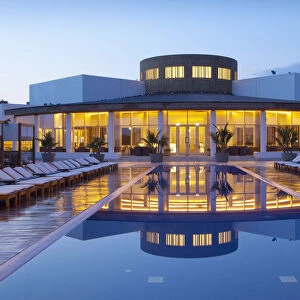 Peru, Paracas, Hilton Hotel Paracas, Swimming Pool, Dawn, Ica Region