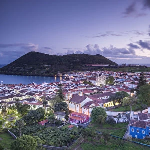Portugal, Azores, Terceira Island, Angra do Heroismo from Alto da Memoria park
