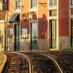 Portugal, Lisbon, Shadow of al tram in Alfama