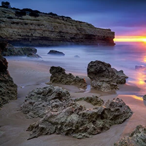 Praia da Albandeira at Sunrise, Algarve, Portugal