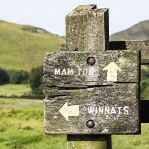A public footpath sign near Castleton, Peak District National Park, Derbyshire, England