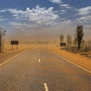 Sand storm on road to Uluru, Uluru Kata Tjuta National Park, Northern Territory