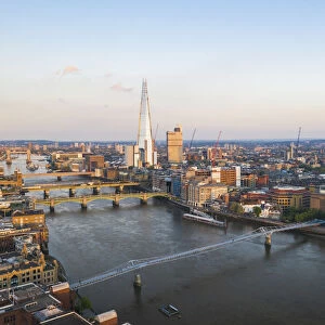 the Shard, Tate modern and the river thames bathing in the afternoon light, London