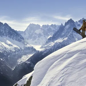 Skiers on the Argentiere Glacier, Chamonix, France (MR)