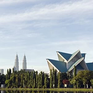 South East Asia, Malaysia, Kuala Lumpur, Petronas Towers and Istana Budaya National Theatre