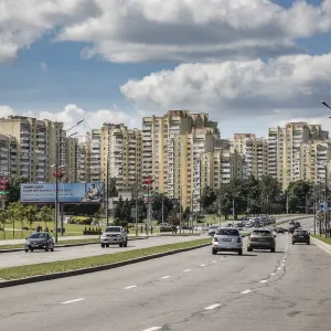 Print of Soviet architecture, Prospekte Pobeditelei in Minsk, Belarus Print of Soviet architecture, Prospekte Pobeditelei in Minsk, Belarus
