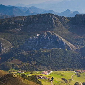 Spain, Asturias Region, Asturias Province, Mirador del Fito, elevated view of the
