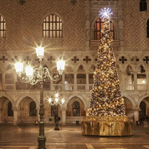 St Marks Square, Christmas decorations Venice, Veneto, Italy