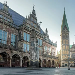 Heritage Sites Greetings Card Collection: Town Hall and Roland on the Marketplace of Bremen