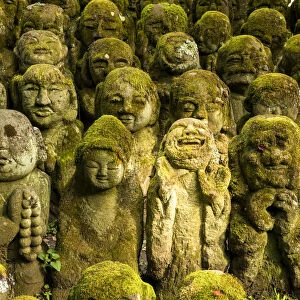 Stone statues at Otagi Nenbutsu ji Temple, Arashiyama Sagano area, Kyoto, Japan