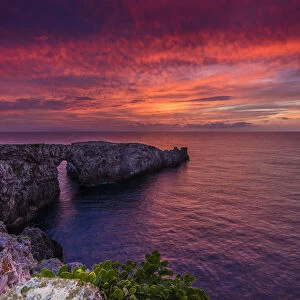Sunset view at Pont d en Gil, Minorca or Menorca, Balearic Islands, Spain