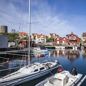 Sweden, Bohuslan, Tjorn Island, Kladesholmen, a view of the village and harbor