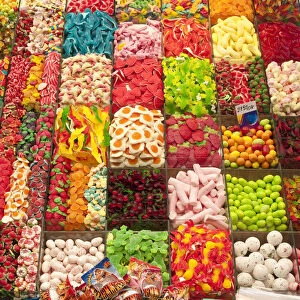 Sweets for sale, La Boqueria Market, Barcelona, Spain