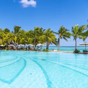 The swimming pool of the Beachcomber Paradis Hotel, Le Morne Brabant Peninsula, Black