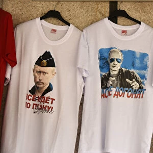 T-shirts with Vladimir Putin. Sofia, Bulgaria