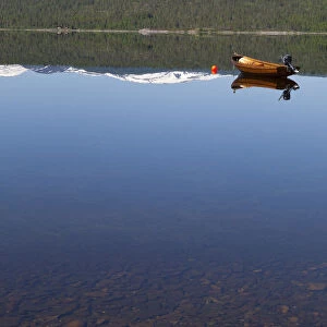 Traditional Fishing Boat on Majavatnet Lake, Nordland, Norway