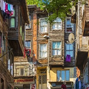 Traditional Ottoman timber houses in Fatih district, Istanbul, Turkey