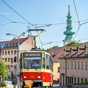 Tram in the old town, Bratislava, Slovakia