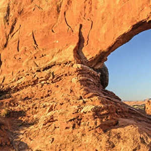 Turret Arch, seen through Northern Window, Window Arch, Arches National Park, Utah, USA