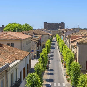 View over Aigues-Mortes from the Medieval city wall, Camargue, Gard, Languedoc-Roussillon