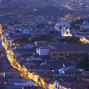 View of Sucre (UNESCO World Heritage Site) at dusk, Bolivia