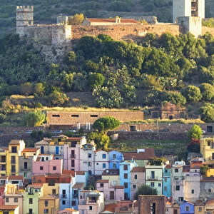 Village of Bosa with Serravalle castle(Castle of Malaspina). Bosa, Oristano province
