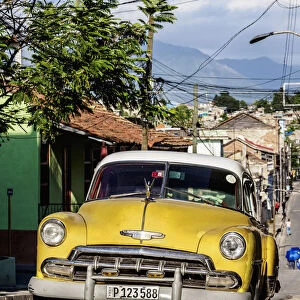Vintage car on the street of Santiago de Cuba, Santiago de Cuba Province, Cuba